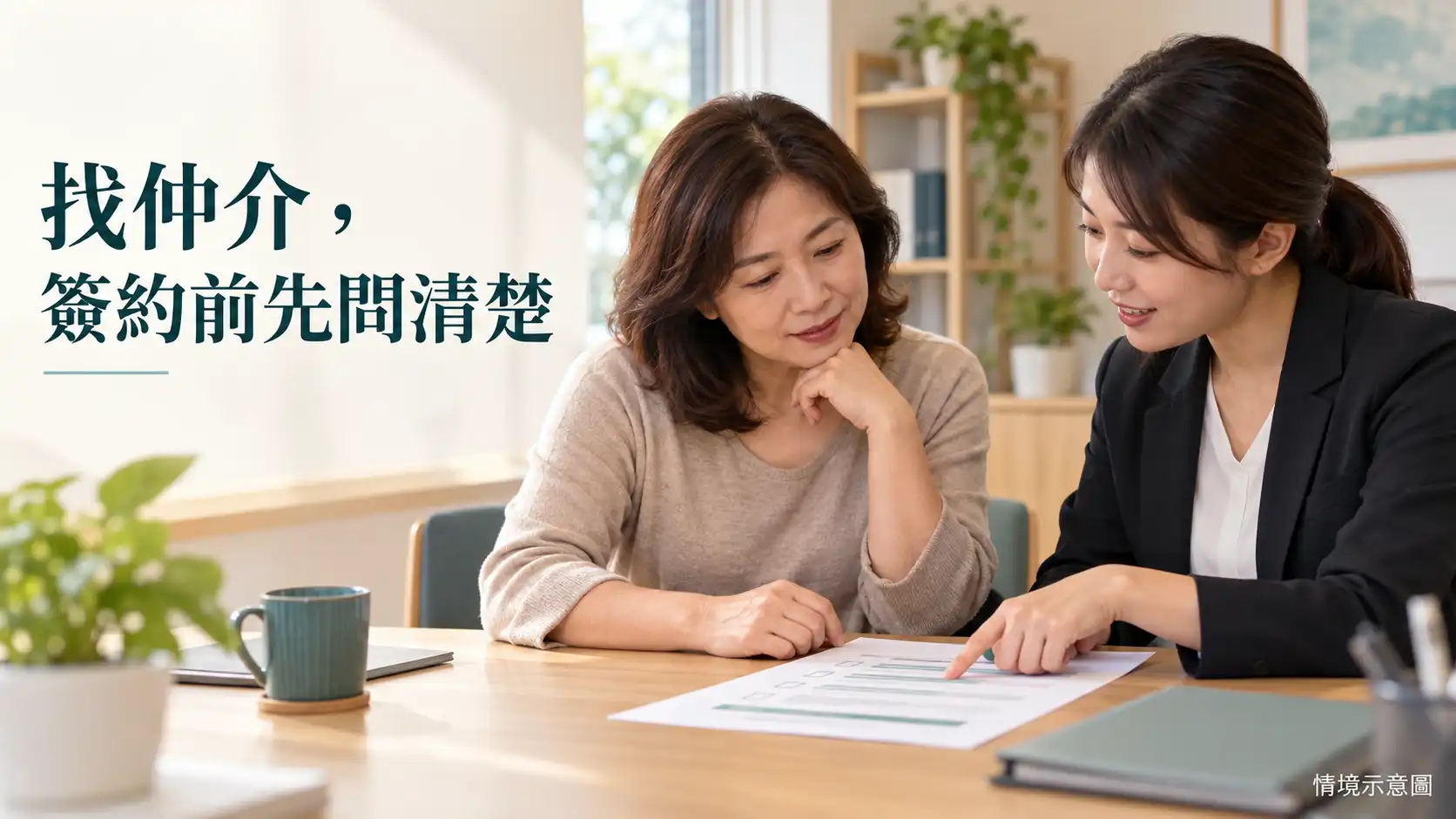 家屬與外勞仲介專員確認書面服務內容
